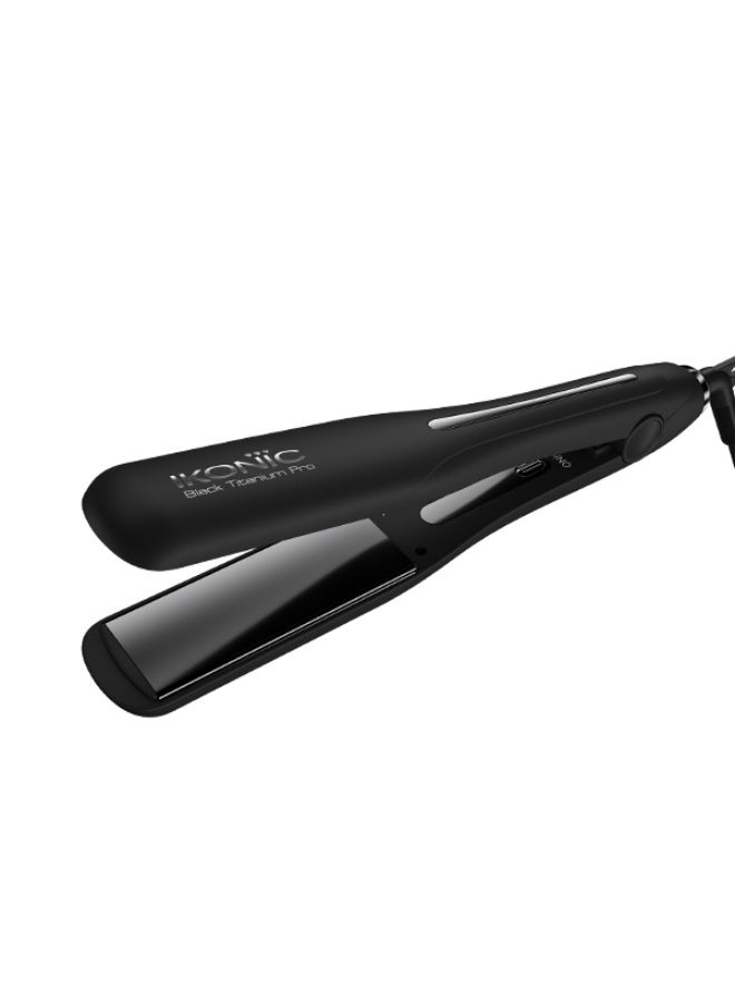 أي كونيك ألواح مزدوجة من التيتانيوم الأسود، تسخين فوري، إيقاف تلقائي، مناسبة لجميع أنواع الشعر - Image 1